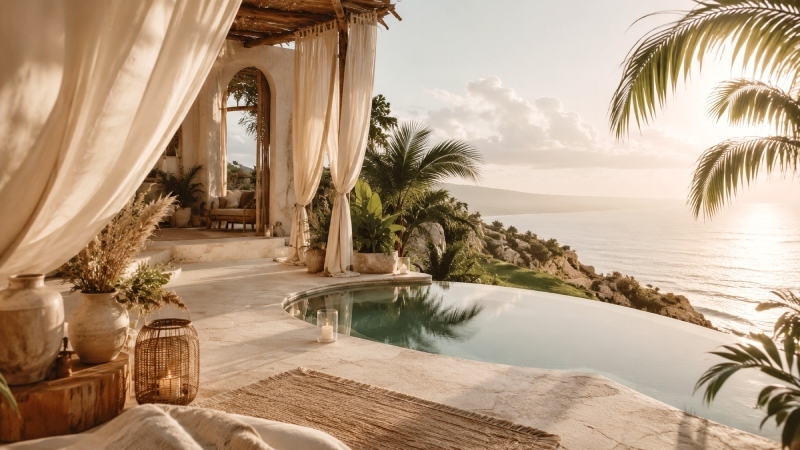 Tropical bohemian retreat with ocean view