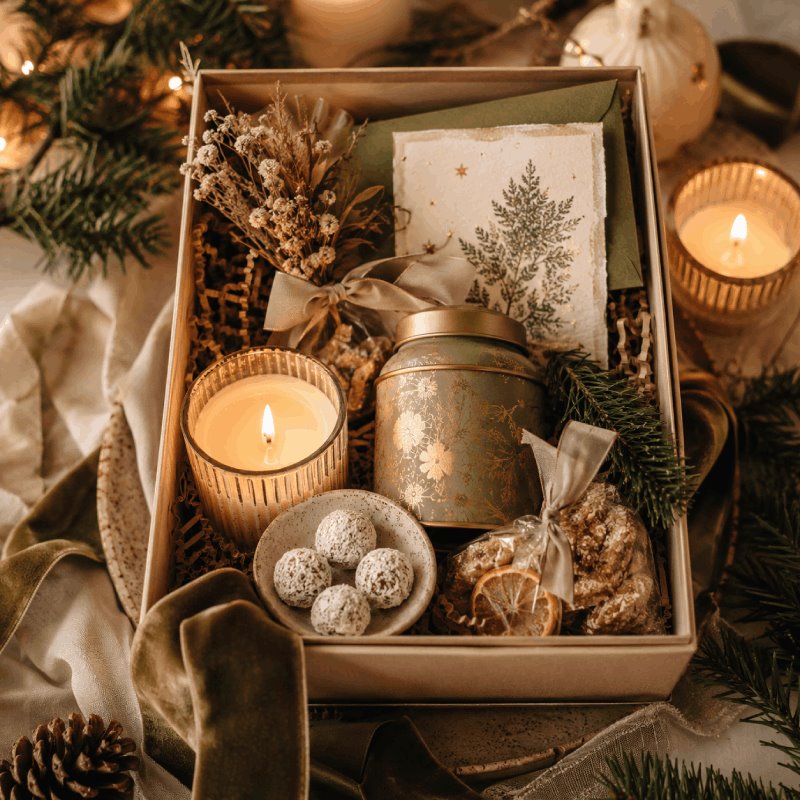 Festive hostess holiday gift box