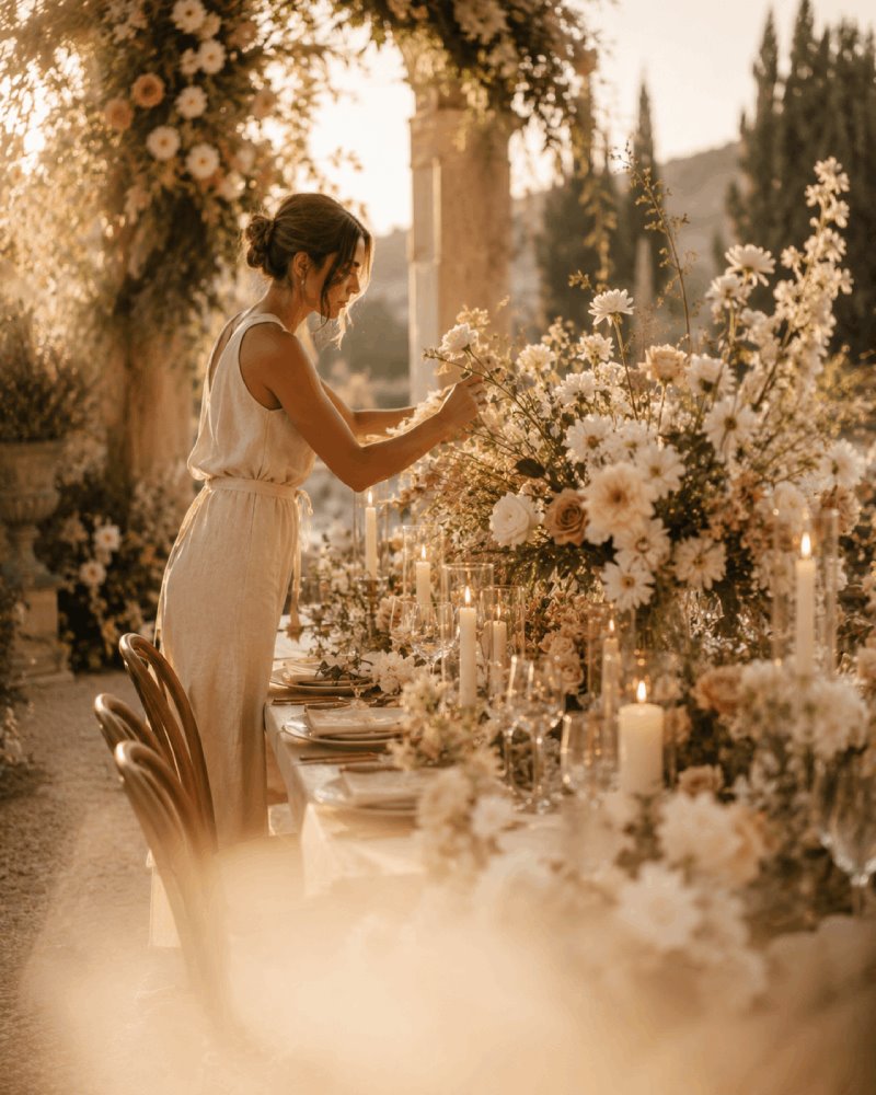 Editorial garden escape with flowers