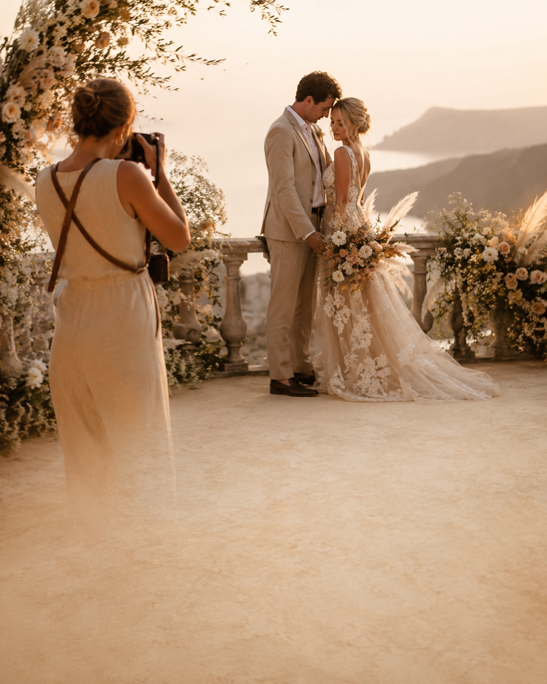 Wedding photographer capturing a romantic destination celebration